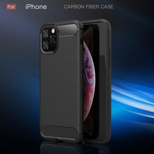 Kolpler Soft TPU case for iphone 11 Pro Max case bumper Carbon Fiber Silicone 3D Texture back cover for iphone 11 Capa