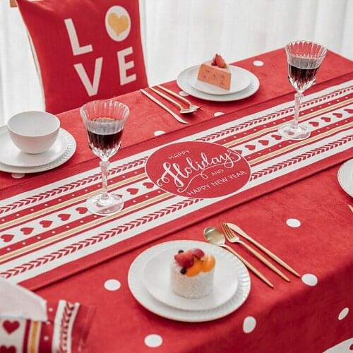 Christmas New Year Red Table Runner Nordic Table Cover Fabric Coffee Table Cover Home Hotel Party Dining Table Runner Decoration
