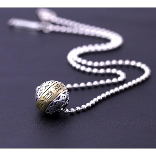 Wholesale S925 Sterling Silver Fashion Jewelry Buddhist Transfer Beads Retro Thai Silver Pendant Couple Amulet Necklace Pendant