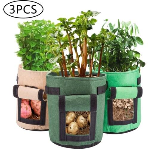 3 Pack 5 7 Gallon Grow Bags Durable Plant Growing Bags Portable Potato Grow Bags with Handles for Grow Multi-Species Vegetables