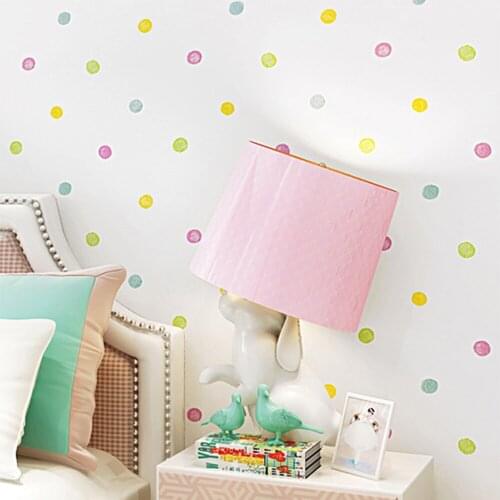 Q QIHANG Modern Cartoon Wave Point Warm Girl Childrens Bedroom Non-woven Wallpaper Pink Color 10M*0.53M=5.3M2