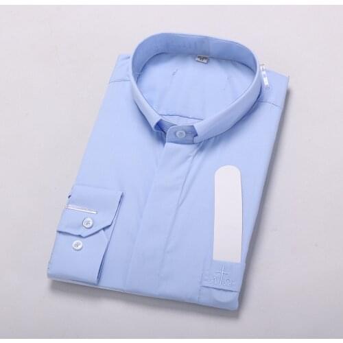 Black Top Priest Shirt Long Sleeve Pastor Clergy Stand-up Collar Minister Preacher Tops Roman Shirts Haut Noir Priest Costume