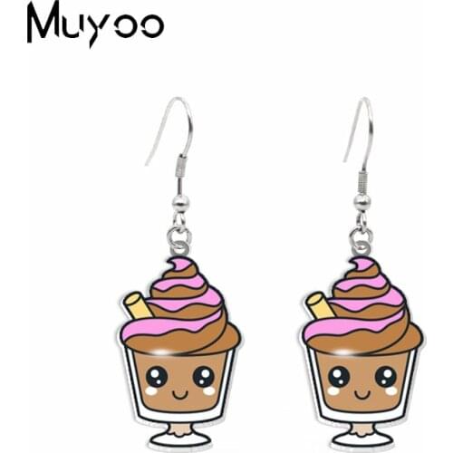New Arrival Kawaii Icecream Sweet Dessert Acrylic Resin Epoxy Dangle Earrings Sweety Cream Acrylic Fish Hook Earrings