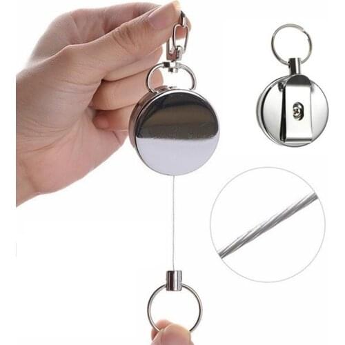 Heavy Duty Stainless Steel Wire Retractable Key Chain Lanyard Swivel Clip Rope Elastic Recoils Anti Lost Secure Keychain