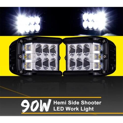 45W LED Work Light Bar Cube Side Shooter Pod White & Amber Strobe Lamp SUV Truck High Quality Aluminum Alloy Car Work Light