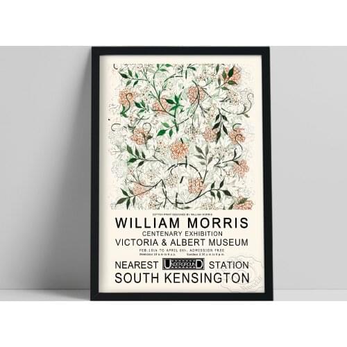 William Morris Nouveau Exhibition Art Poster, Morris Jasmine Illustration Wall Picture, Vintage Floral Prints, Floral Mural Gift
