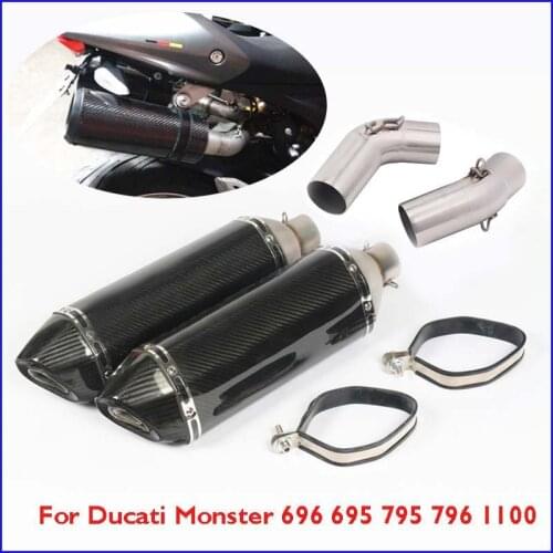 Motorcycle Exhaust System Muffler Escape Silencer Baffles Middle Connection Tube for Ducati Monster 696 695 795 796 1100