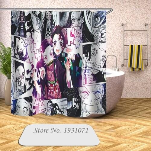 Popular Japanese Anime 3D Print Shower Curtain Polyester Fabric Bathroom Curtain Waterproof Hook Bath Curtain 03
