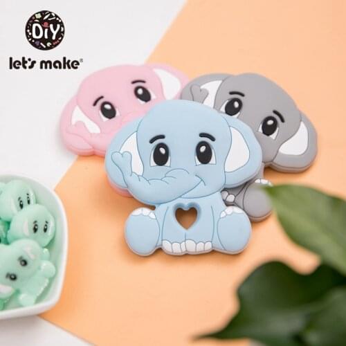LetS Make 1Pc Silicone Baby Teether Toddler Toys Diy Stroller Accessories For Pacifier Chain Elephant Food Grade Toys Baby Teet