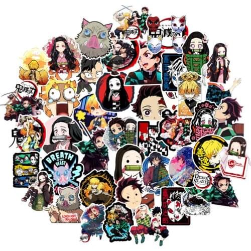 100 pcs Demon Slayer Graffiti Waterproof Skateboard Travel Suitcase Phone Laptop Luggage Stickers Cute Kids Girl Toys