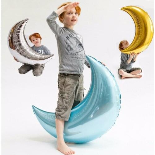 10pcs 36inch Large Size Gold Silver Moon Shape Aluminum Foil Balloon Inflatable Wedding Decoration Happy Birthday Party Supplies