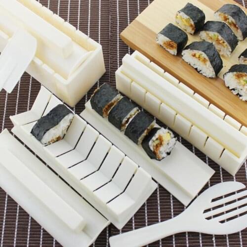 10pcs/Set 8 Shapes DIY Sushi Making Easy To Use Rice Ball Sushi Maker Mold Heart Round Roll Kitchen Accessory Cooking Tool