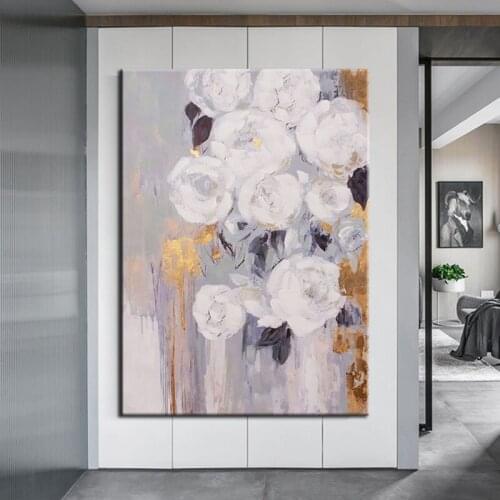 100% Hand Painted Oil Painting Flowers Abstract Unframe Modern Wall Art Living Room Wall Pictures Home Decoration Large Size