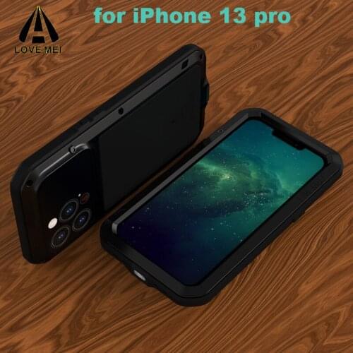 Lunury LOVE MEI Metal Life Waterproof Shockproof Case For New iPhone 12 12pro 6.1 inch Free Gorilla Glass Screen Tempered Film