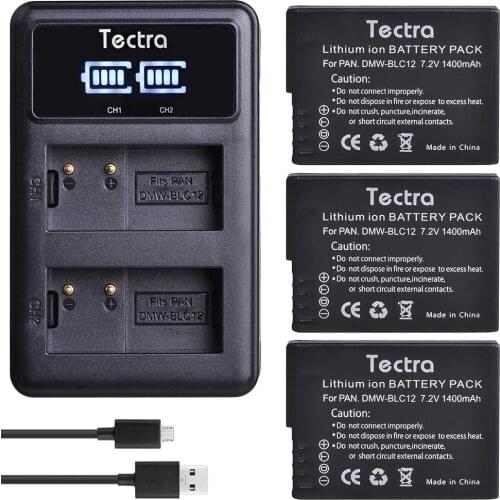 3pcs 1400mAh DMW-BLC12 BLC12E BLC12PP DMW BLC12 Battery+Dual Charger for Panasonic Lumix FZ1000,FZ200,FZ300,G5,G6,G7,GH2,DMC-GX8