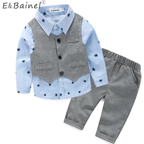 Male Baby Clothes Set Star Print Cotton T-shirt Pant 3pcs/Set New Born Baby Boy Clothes Long Sleeve Childrens Clothing Boys Set