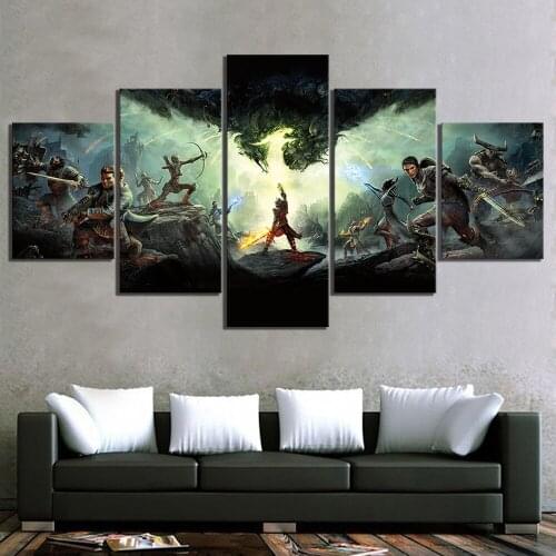 5 Piece Dragon Age Inquisition Game Canvas Printed Wall Pictures Home Decor For Living Room Poster Canvas Wholesale