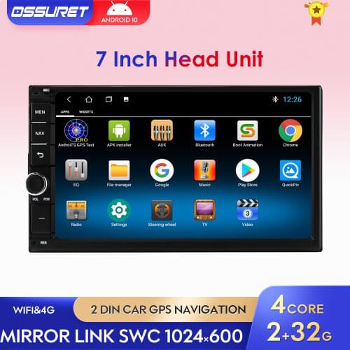 2G+32G 1G+16G Double Din Android 10 Quad Core Car Multimedia Player GPS Navigation Auto Radio Stereo Universal 4G Wifi Bluetooth