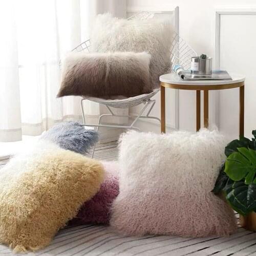 FREE SHIPPING CX-D-57 Home Decora Tip Dye Mongolian Lamb Fur Pillow Cover Sheep Fur Chair Seat Cushion Cover