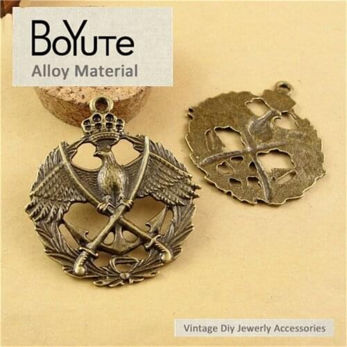 BoYuTe (20 Pieces/Lot) 55*50MM Vintage Style Antique Bronze Plated Zinc Alloy Eagle Pendants Diy Jewelry Accessories Wholesale