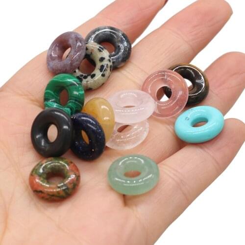5Pcs Natural Stone Big Hole Loose Beads Semi-Precious For Jewelry Making DIY Necklace Pendant Bracelet Accessory