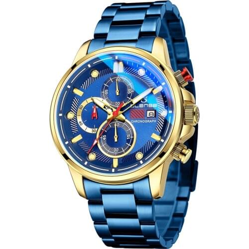 Luxury brand mens watch waterproof sports and leisure design quartz watch metal strap business mens watch