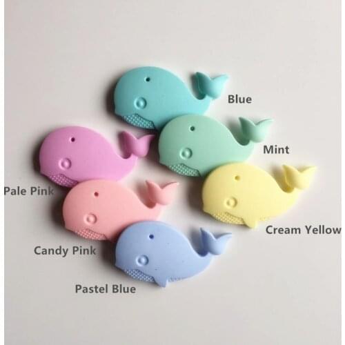 Chenkai 10PCS BPA Free Silicone Whale Pendant Teether Baby Shower Pacifier Dummy Teething Chewable Pendant Nursing Jewelry Toy