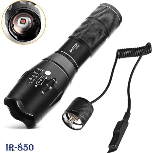 Infrared IR-850 Flashlight 850nm IR LED Flashlight Torch Camera Fill Light 18650 Flashlight Tactical Remote Control Tail Switch
