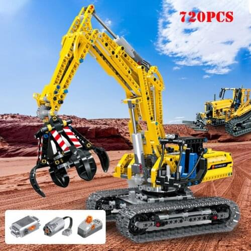 2 in 1 Excavator Engineering Truck Building Blocks City Construction Technical Bricks Educational Toys For Children Kids Gifts
