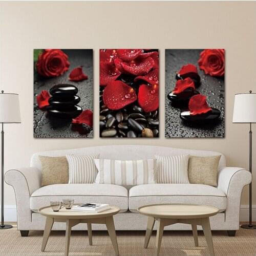 Full square round drill 5d Diy Diamond Painting 3pcs Flower Red Rose Mosaic diamond embroidery Triptych wall stickerZP-3542