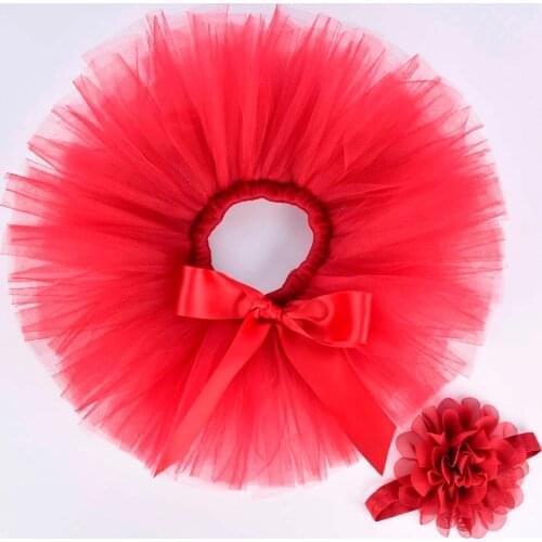 Maroon Baby Girls Fluffy Tutu Skirt & Headband Set Newborn Photo Prop Costume Infant Birthday Tulle Tutus Outfit For 0-12M