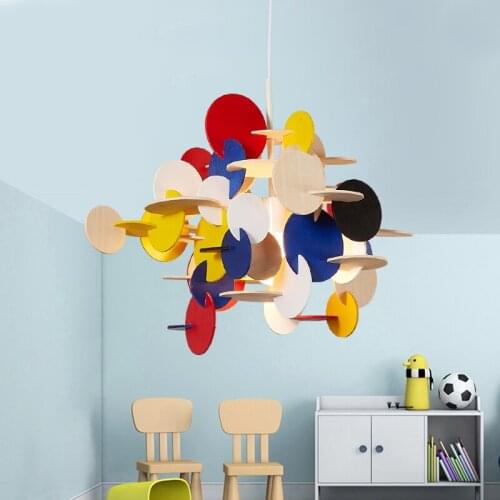 Building Blocks Pendant Lights Color Cartoon Kids Room child Boys Room lamps Creative Wood Pastoral Nordic droplight ZH FG735