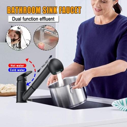 Kitchen Faucets Silver Black Single Handle Pull Out Kitchen Tap Single Hole Handle 360 Degree Rotate Water Mixer Tap Mixer Tap