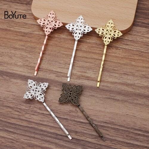 BoYuTe (30 Pieces/Lot) 20*20MM Square Filigree Hairpin Factory Supply Vintage Diy Hair Accessories Handmade Materials