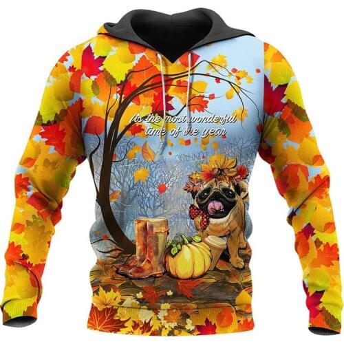 Fashion Pug 3D autumn mens and womens printed shirt NEW Hoodie zipper Sweatshirt