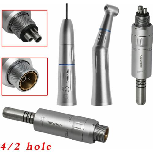 4/2 Hole Air Motor E-type 1:1 Ratio Contra Angle Straight Handpiece Inner Water Spray Dental Equipment Low Speed Kit SKYSEA