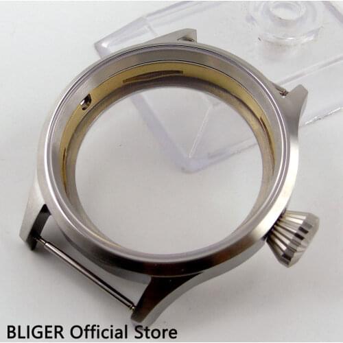 43mm Bliger stainless steel sapphire glass watch case fit ETA 6497 6498 movement mens watch case ok3a