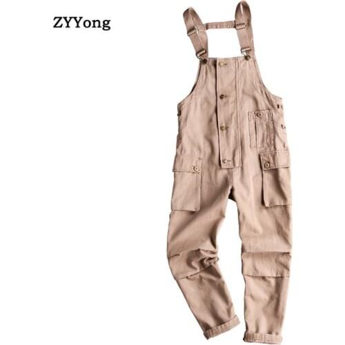Men Jumpsuit Casual Romper 2020 Joggers Loose Bib Pants Streetwear Fashion Solid Color Suspenders Men Overalls