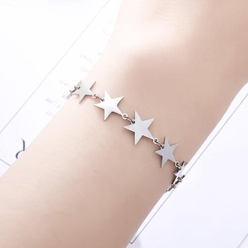 Stainless Steel Star Heart Charms Bracelet For Women Rose Gold Link Chain Bracelet Trendy Jewelry Pulseras Valentines Gift 2021