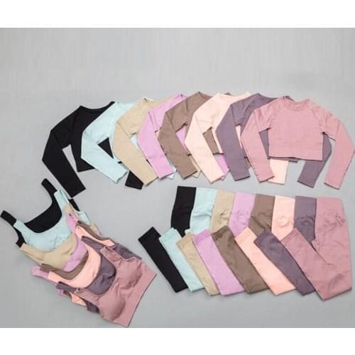 New Sports Suits Seamless Yoga Sets Fitness Gym Pants High Waist Leggings Shockproof Gathered Elasticity Bra Womens Tracksuit