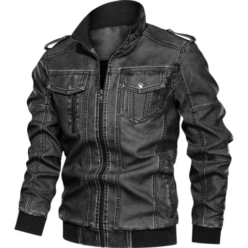 2019 autumn winter mens leather jackets new casual motorcycle pu slim fit jacket leather coats men stand collar plus size M 6XL