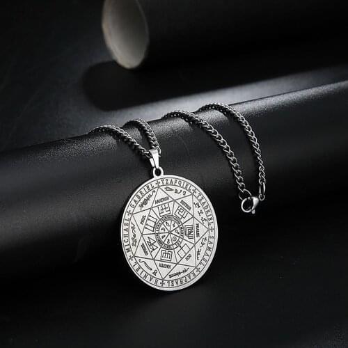 Seven Archangel Pendant Collar Statement Silver Stainless Steel Necklace For Women Protection Supernatural Talisman Necklace