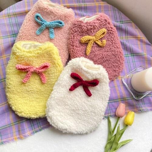 Dog Coats Small Dog Clothes Warm Dog Vest With Cute Bowknot Yorkshire Pomeranian Doggie Cat Pet Jacket Maltese Poodle Costumes
