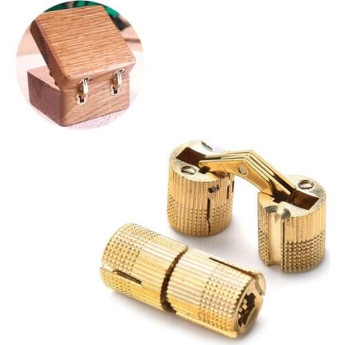 2pcs Copper Barrel Hinges 8-16mm Concealed Cabinet Hidden Invisible Brass Door Hinges For Furniture Hardware Gift Box