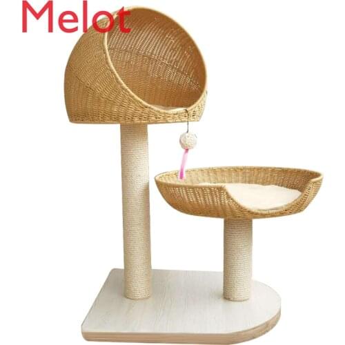 Winter Rattan Cat Climbing Frame Solid Wood Banana Leaf Cat Nest Four Seasons Cat Climber Cat Scratch Board Cat Tree Cat House