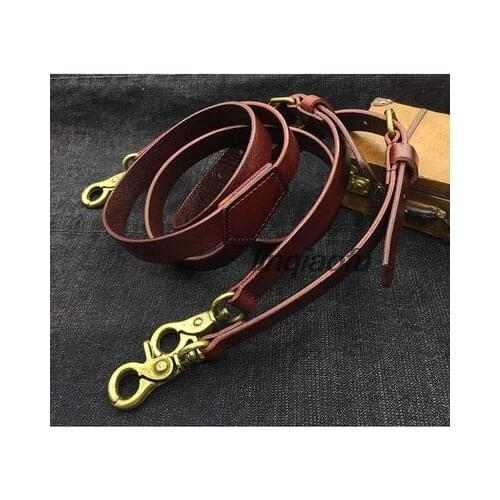 Vegetable tanned leather pliers buckle strap Bronze vintage yellow leather shoulder strap