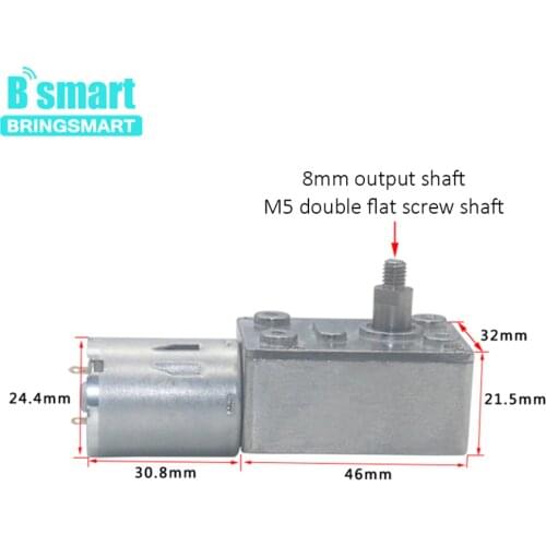 JGY370-4632 DC Worm Gear Motor 12V 24V Mini Engine 8mm Output Shaft M5 Screw Double Flat Bit Specific for Range Hood Self-lock