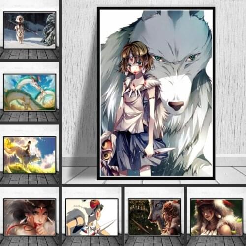 Self-adhesive wall stickers Princess Mononoke Anime Posters and Prints Wall Art Pictures for Living Room Cuadros Home Decoration