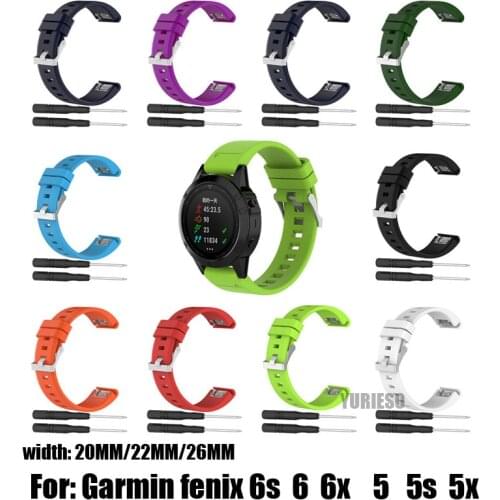 50pc 26mm Silicone Watchband Wriststrap for Garmin Fenix 6X 6 6S Pro 5X 5 Plus 3 3HR Watch Bracelet Easy Quick Release 20 22mm