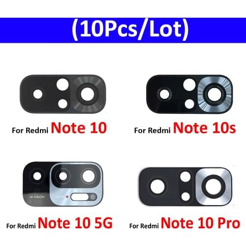 10Pcs/Lot, Camera Glass For Redmi Note 10 / Note 10s / Note 10 Pro / Note 10 5G Rear Back Camera glass Lens With Glue Adhesive